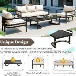 Iconic Arch Curve Steel Outdoor Patio Sofa Set