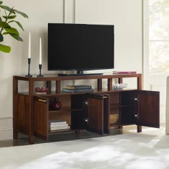 Isla Modern TV Stand with Glass Top