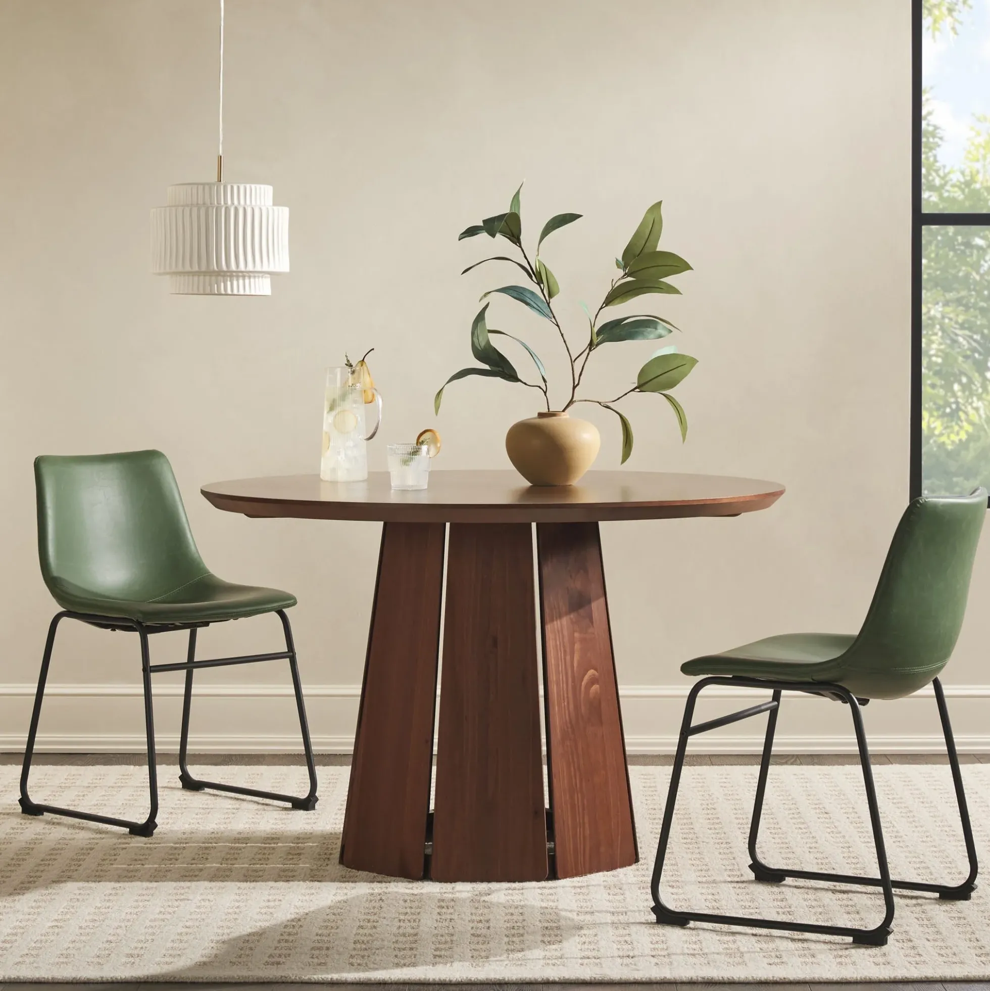 Koa 48" Round Solid Wood Pedestal Dining Table