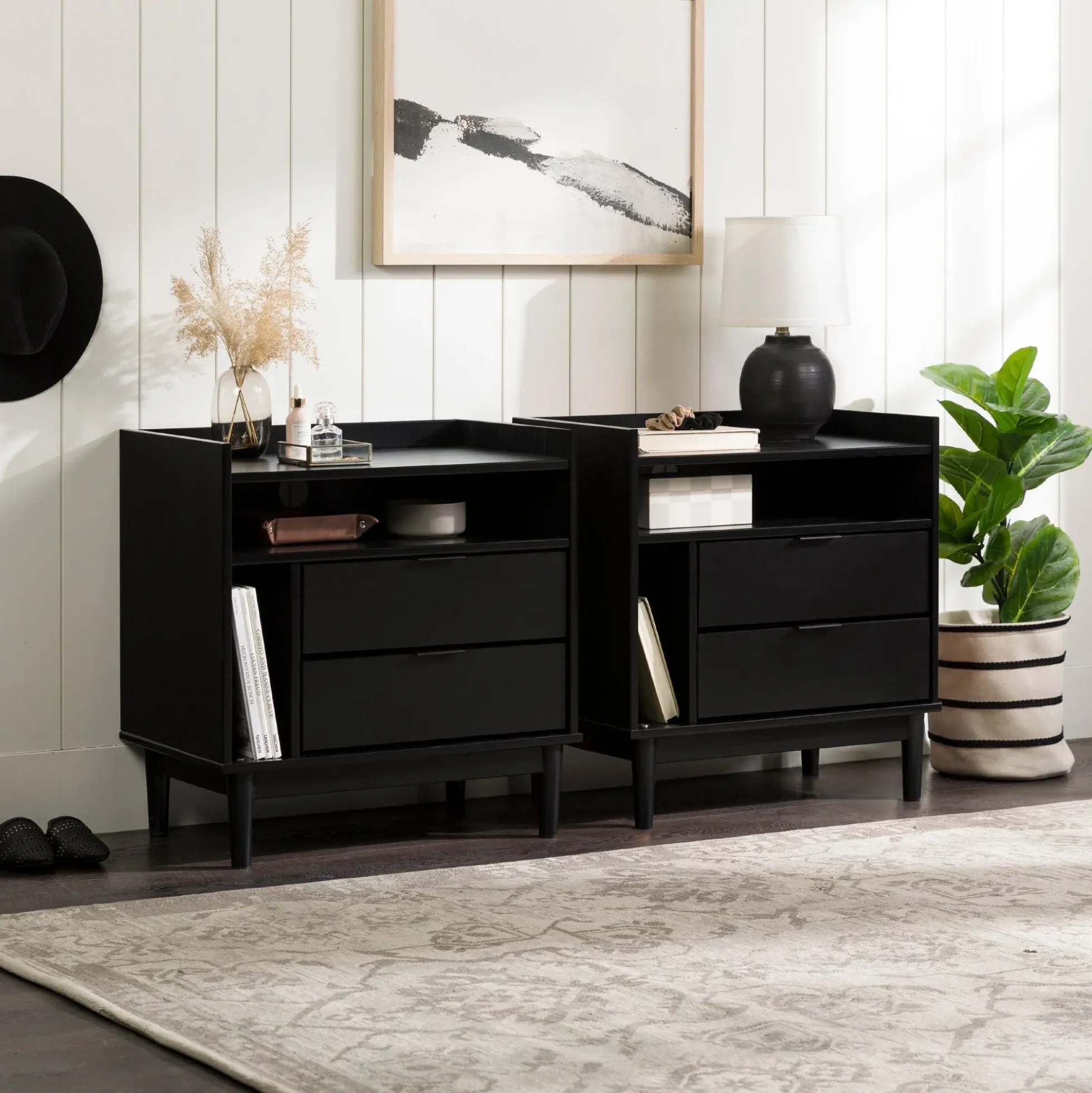 Lee Mid-Century Modern Wood Nightstand
