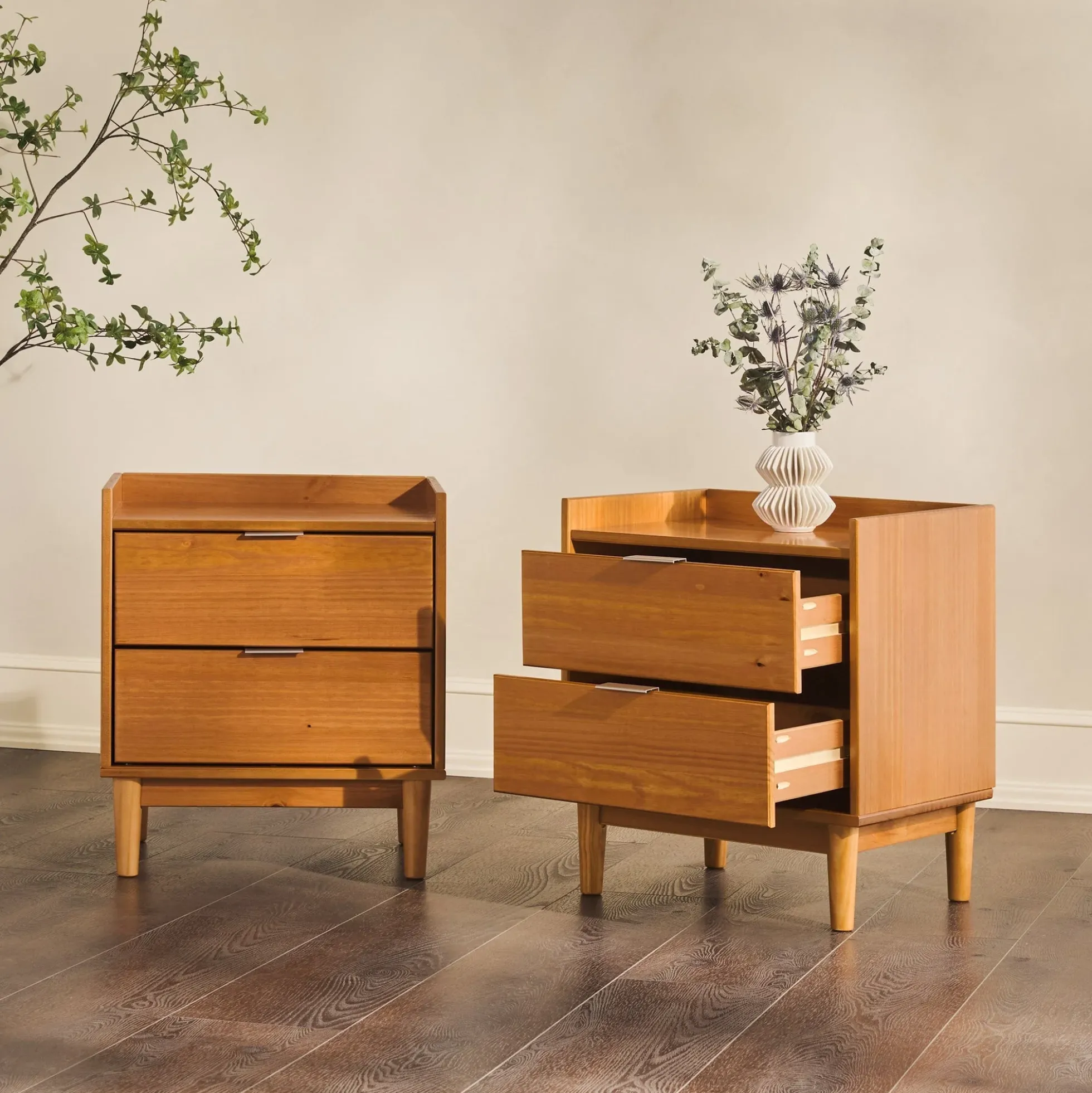 Lee Mid-Century Modern Wood Nightstand