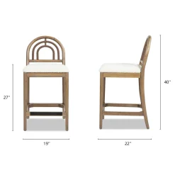 Leon 27' Arched Back Wood & Upholstered Counter Stool, Set of 2