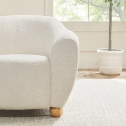 Linley Contemporary Bouclé Upholstered Small Accent Chairs, Set of 2