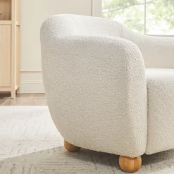 Linley Contemporary Bouclé Upholstered Small Accent Chairs, Set of 2