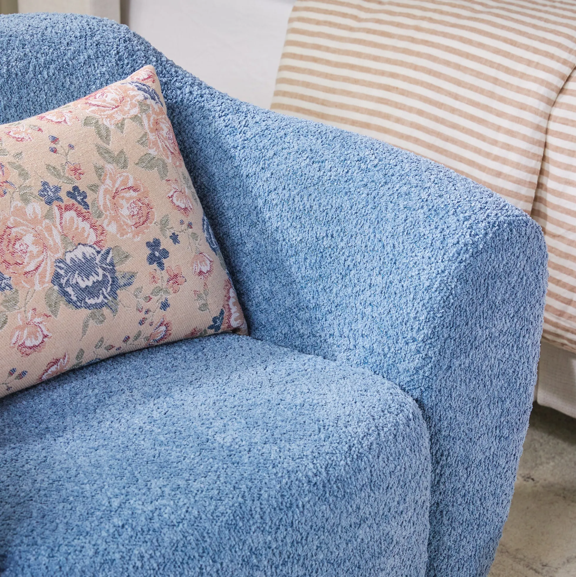 Linley Contemporary Bouclé Upholstered Small Accent Chairs, Set of 2