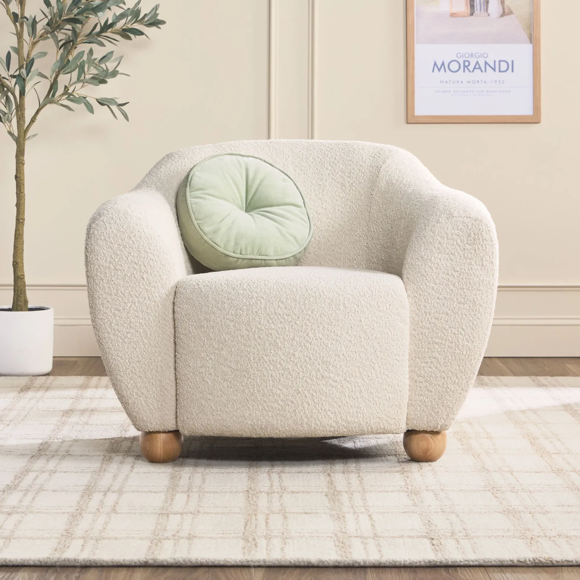 Linley Contemporary Bouclé Upholstered Small Accent Chairs, Set of 2
