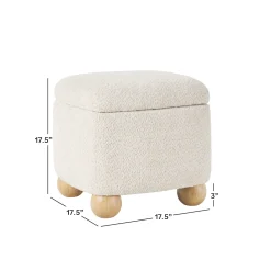 Linley Contemporary Boucle Easy Assembly Upholstered Small Storage Ottoman