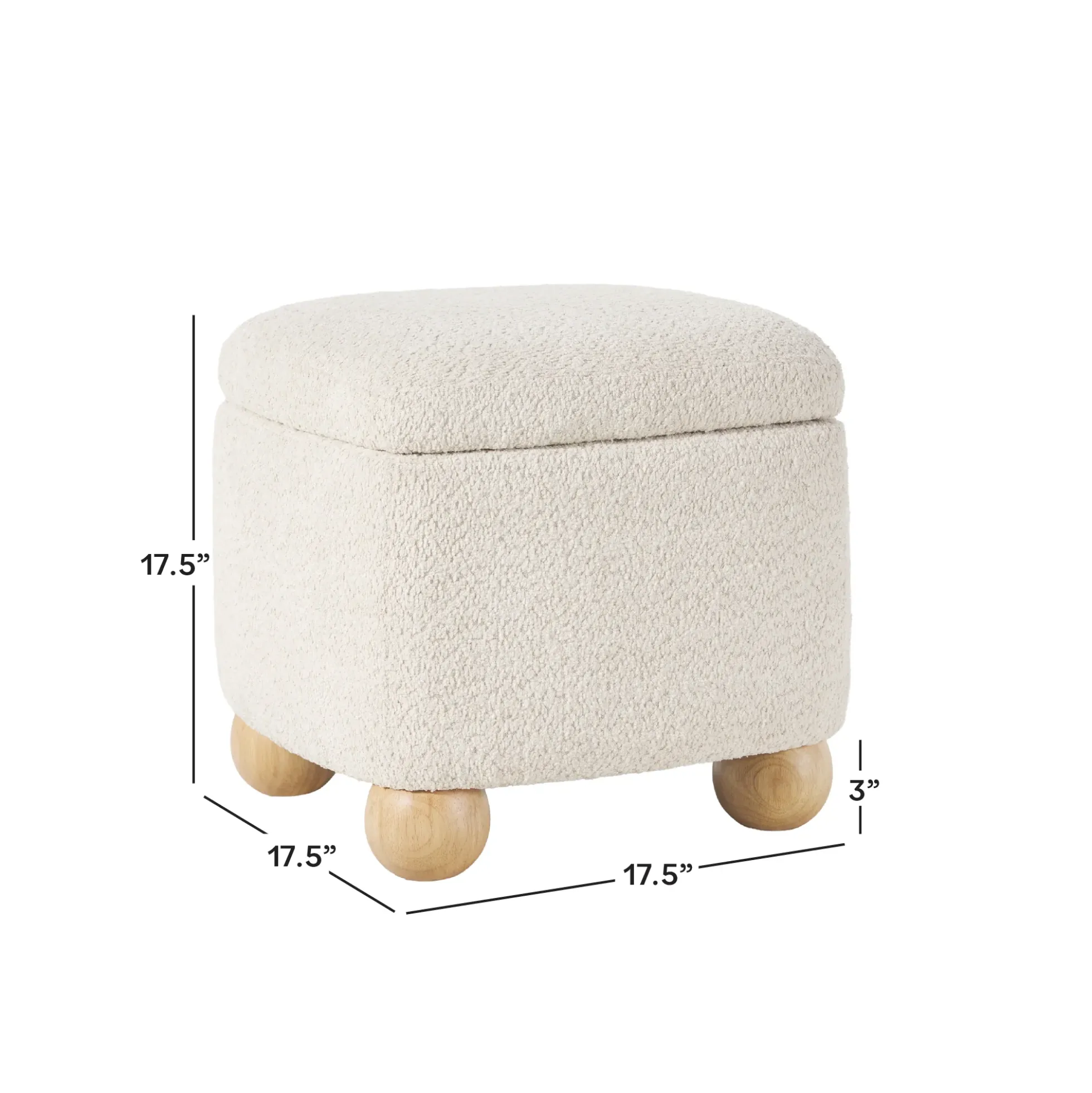 Linley Contemporary Boucle Easy Assembly Upholstered Small Storage Ottoman