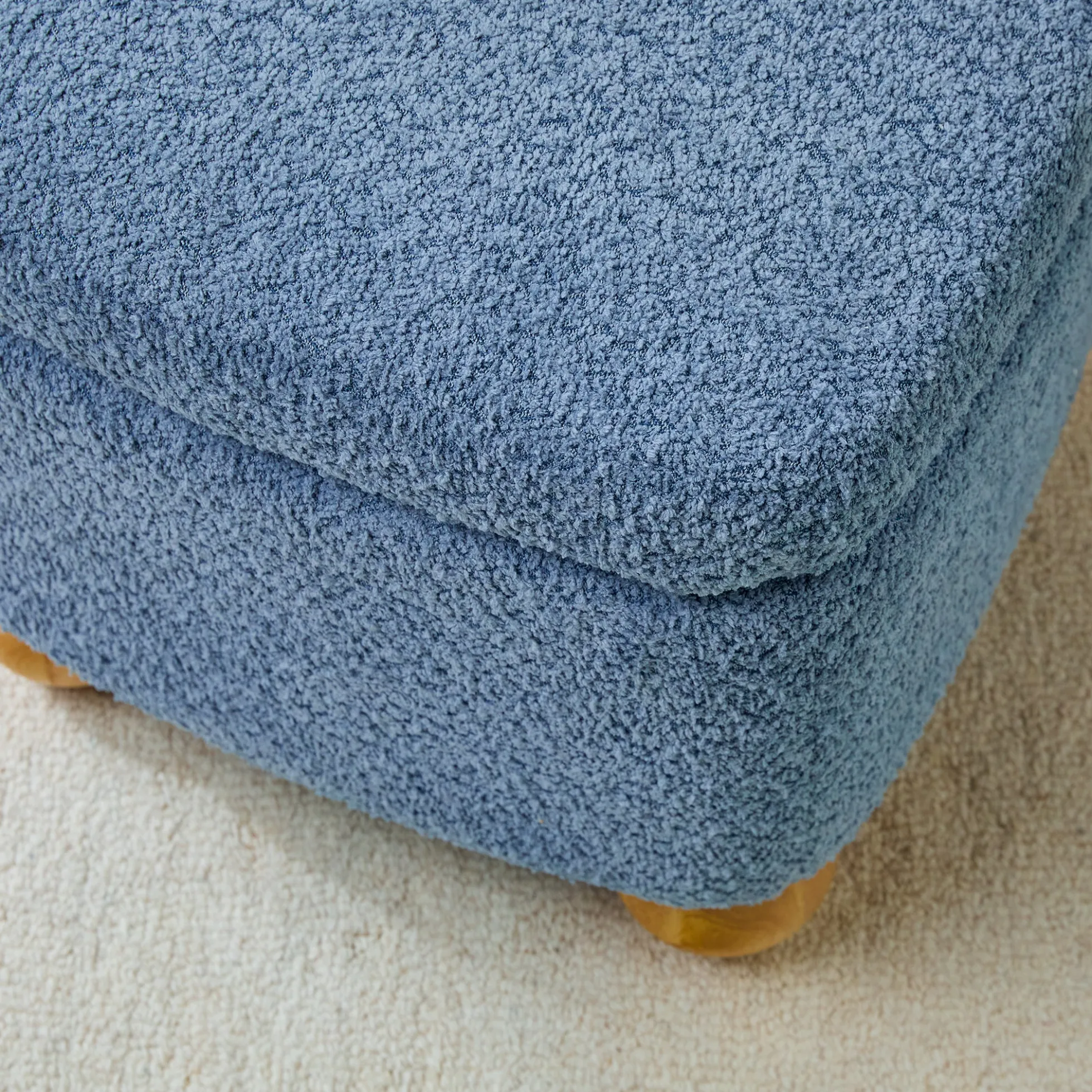 Linley Contemporary Boucle Easy Assembly Upholstered Small Storage Ottoman