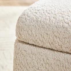 Linley Contemporary Boucle Easy Assembly Upholstered Small Storage Ottoman