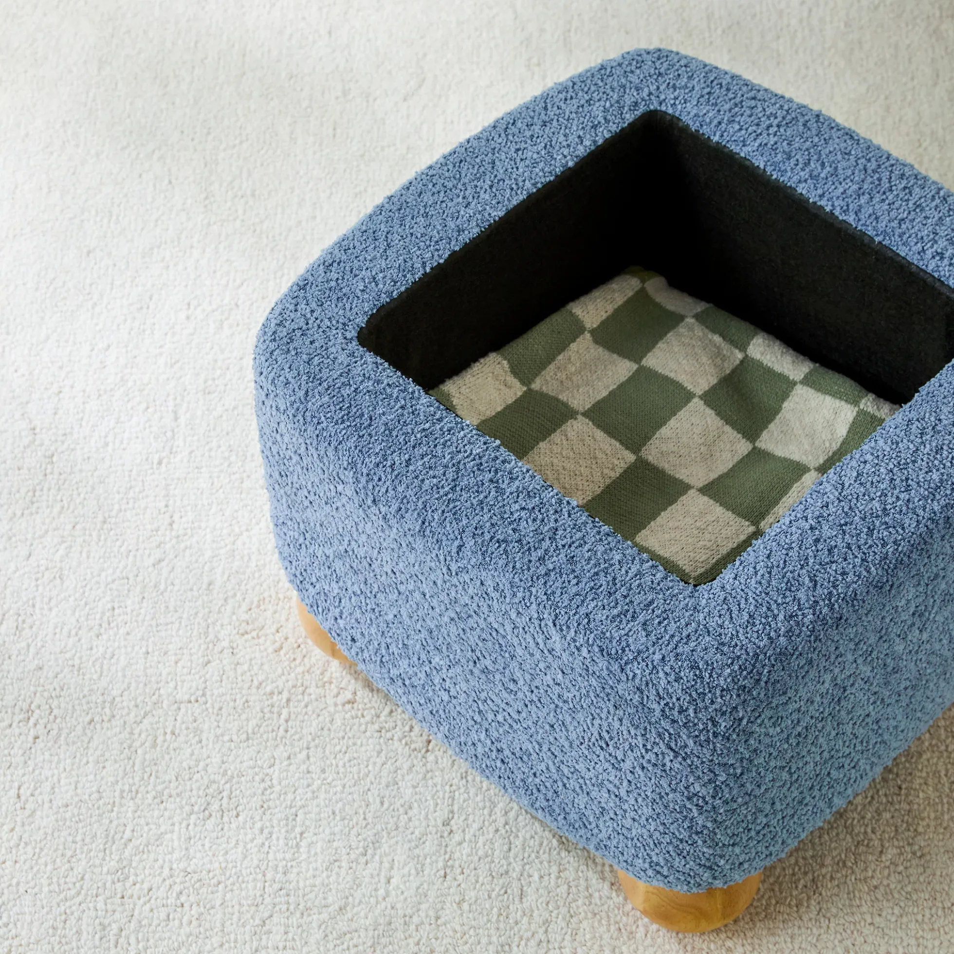 Linley Contemporary Boucle Easy Assembly Upholstered Small Storage Ottoman