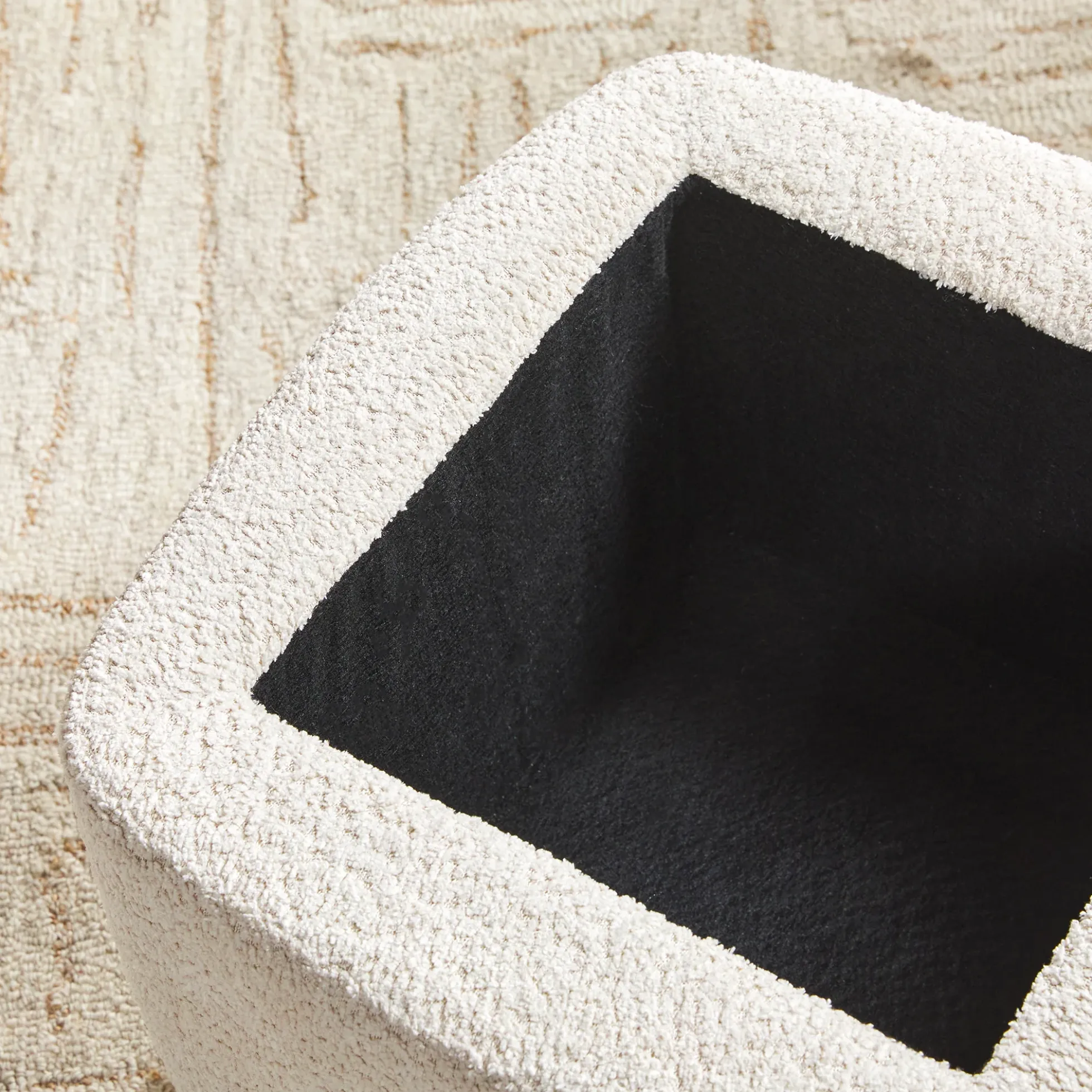 Linley Contemporary Boucle Easy Assembly Upholstered Small Storage Ottoman