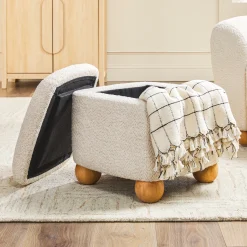 Linley Contemporary Boucle Easy Assembly Upholstered Small Storage Ottoman