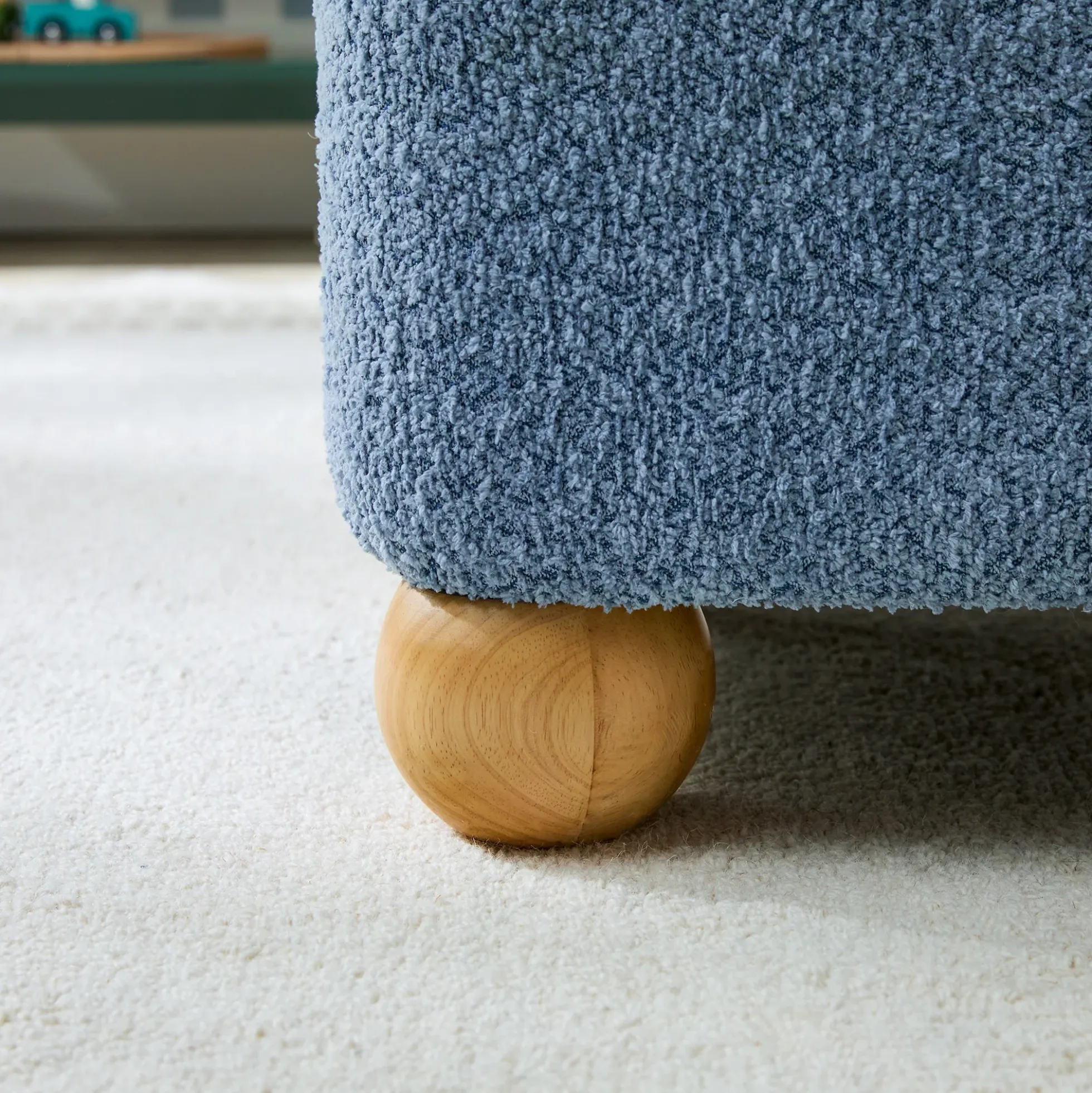 Linley Contemporary Boucle Easy Assembly Upholstered Small Storage Ottoman