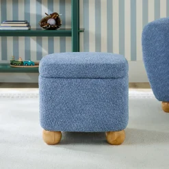 Linley Contemporary Boucle Easy Assembly Upholstered Small Storage Ottoman