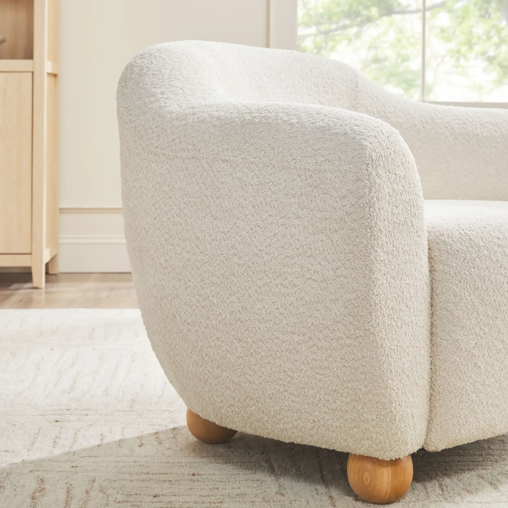 Linley Contemporary Boucle Easy Assembly Upholstered Small Accent Chair