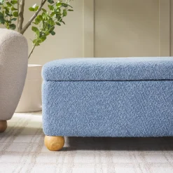 Linley Contemporary Boucle Easy Assembly Upholstered Large Storage Ottoman