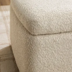 Linley Contemporary Boucle Easy Assembly Upholstered Large Storage Ottoman