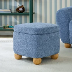 Linley Contemporary Bouclé Upholstered Accent Chair with Ottoman Set