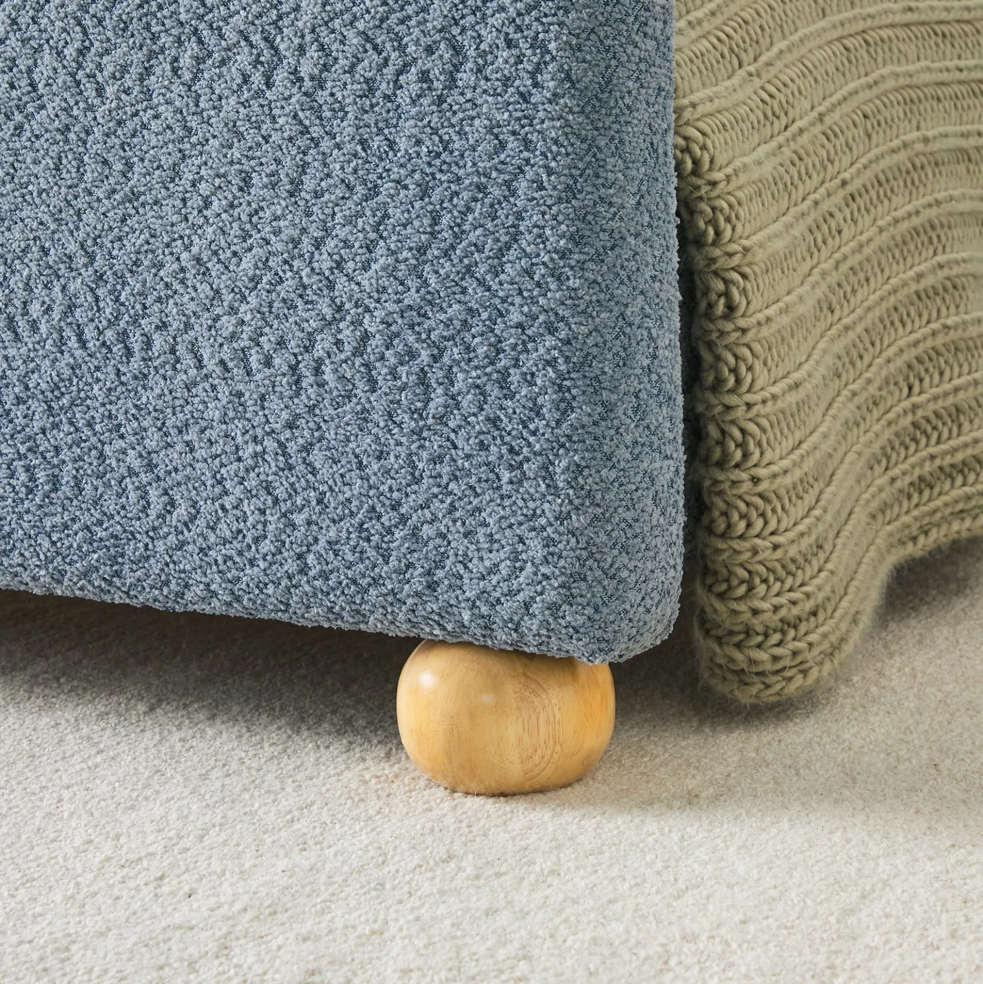 Linley Modern Upholstered Boucle Twin Bed Frame with Round Feet
