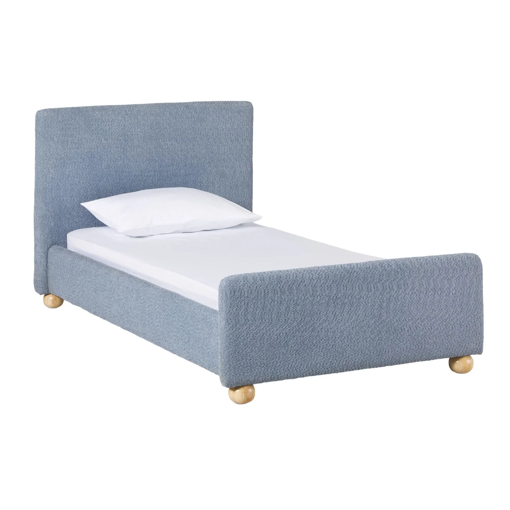 Linley Modern Upholstered Boucle Twin Bed Frame with Round Feet