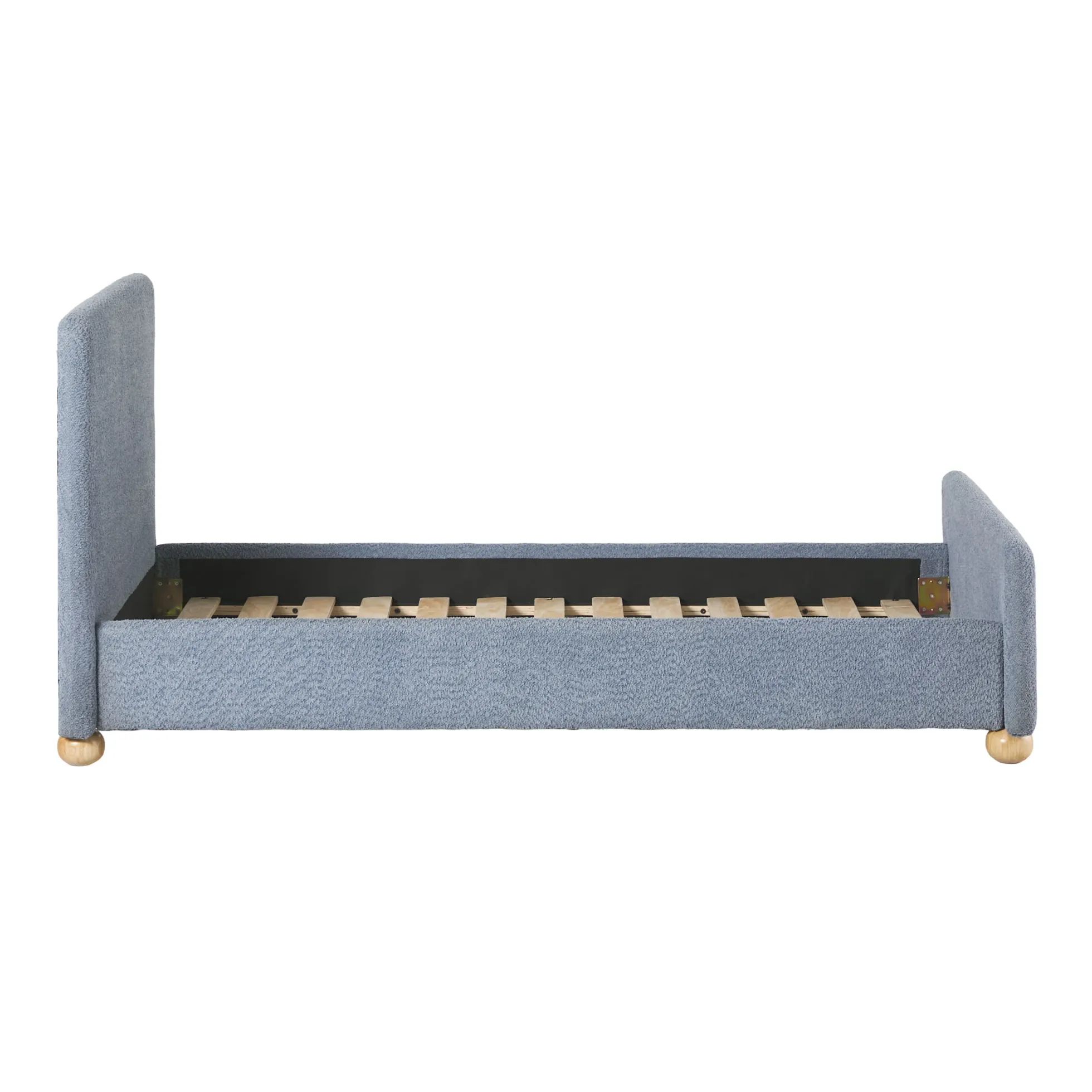 Linley Modern Upholstered Boucle Twin Bed Frame with Round Feet