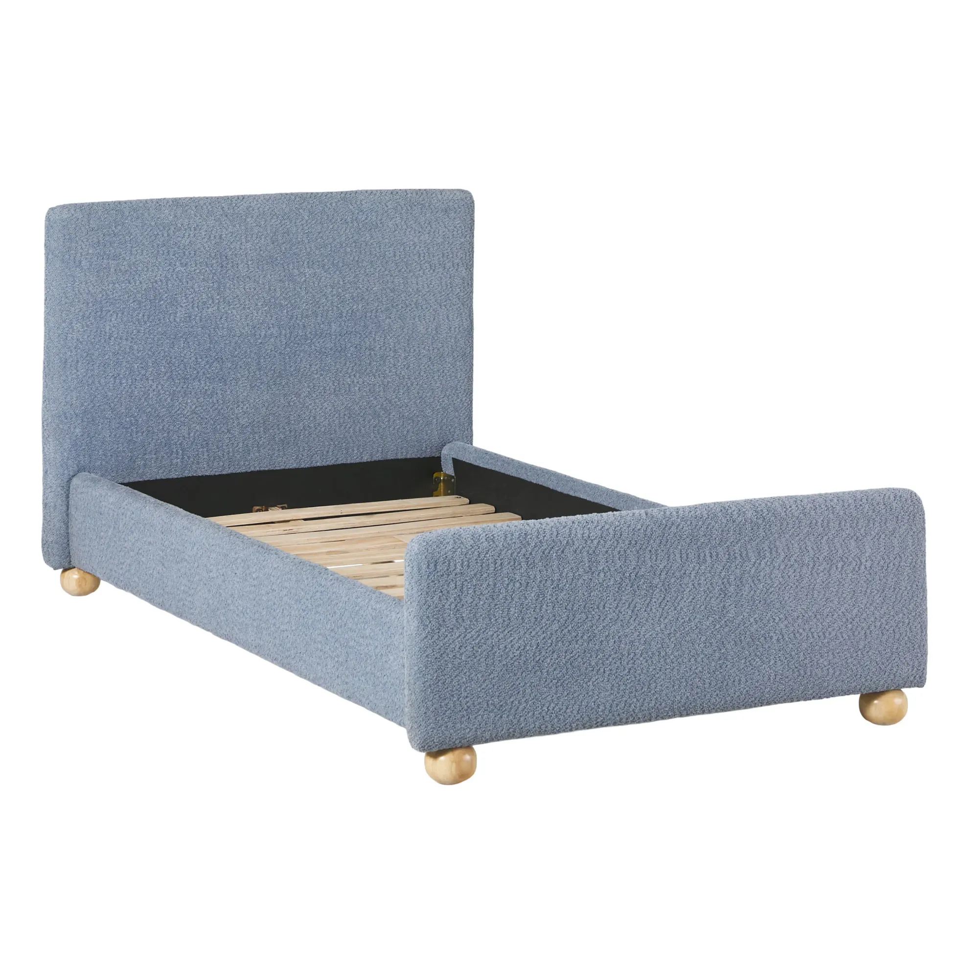 Linley Modern Upholstered Boucle Twin Bed Frame with Round Feet