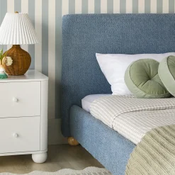 Linley Modern Upholstered Boucle Twin Bed Frame with Round Feet