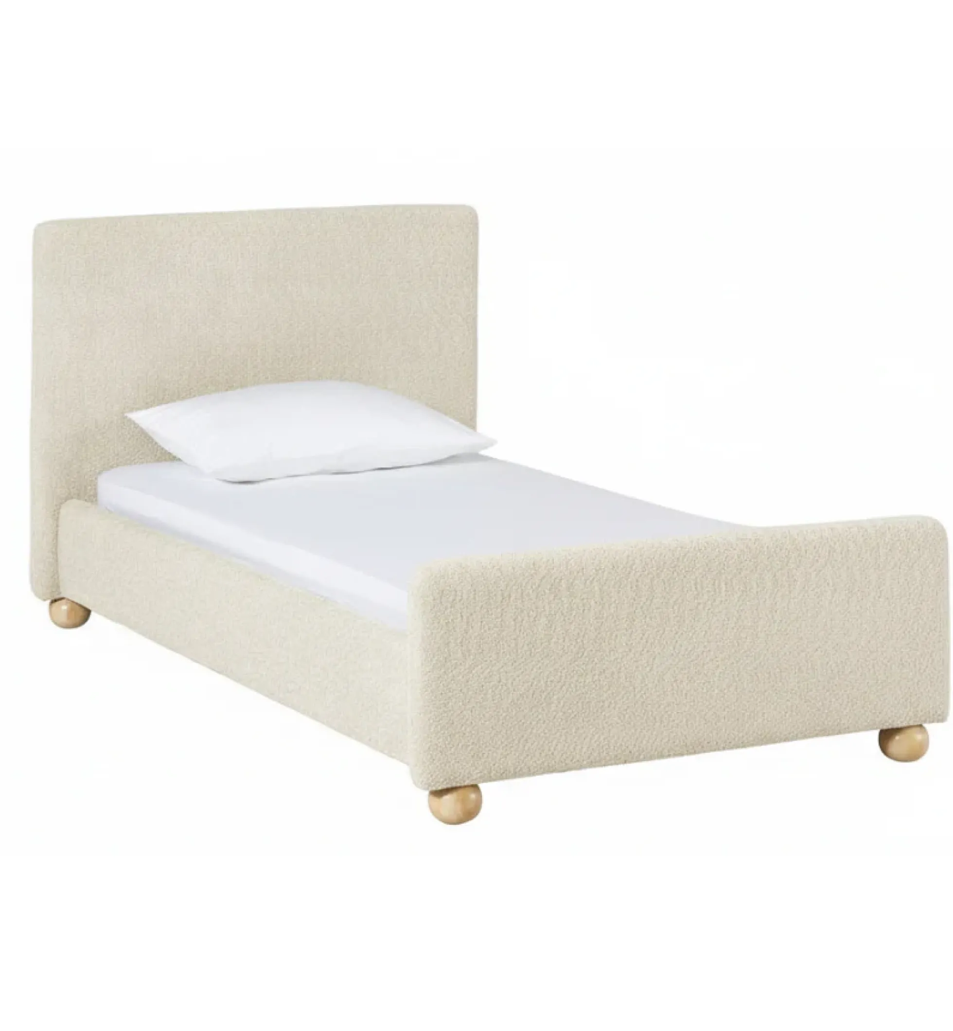 Linley Modern Upholstered Boucle Twin Bed Frame with Round Feet