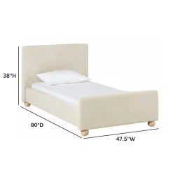 Linley Modern Upholstered Boucle Twin Bed Frame with Round Feet