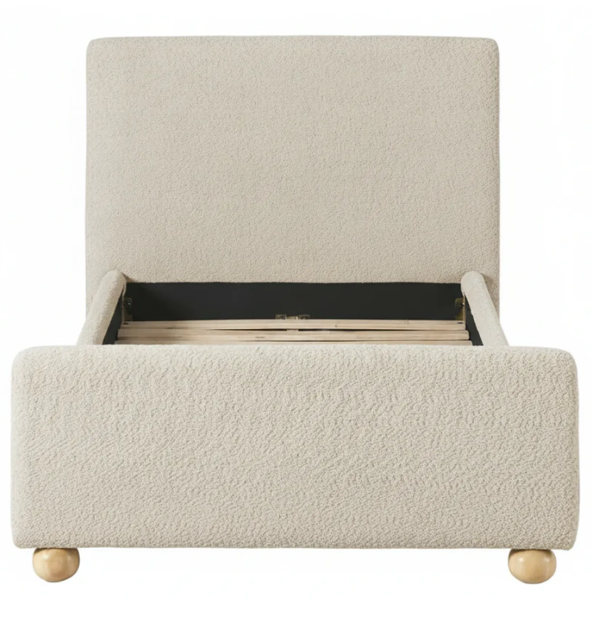 Linley Modern Upholstered Boucle Twin Bed Frame with Round Feet
