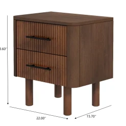 Logan Mid Century Modern Reeded Nightstand with 2 Drawers