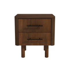 Logan Mid Century Modern Reeded Nightstand with 2 Drawers