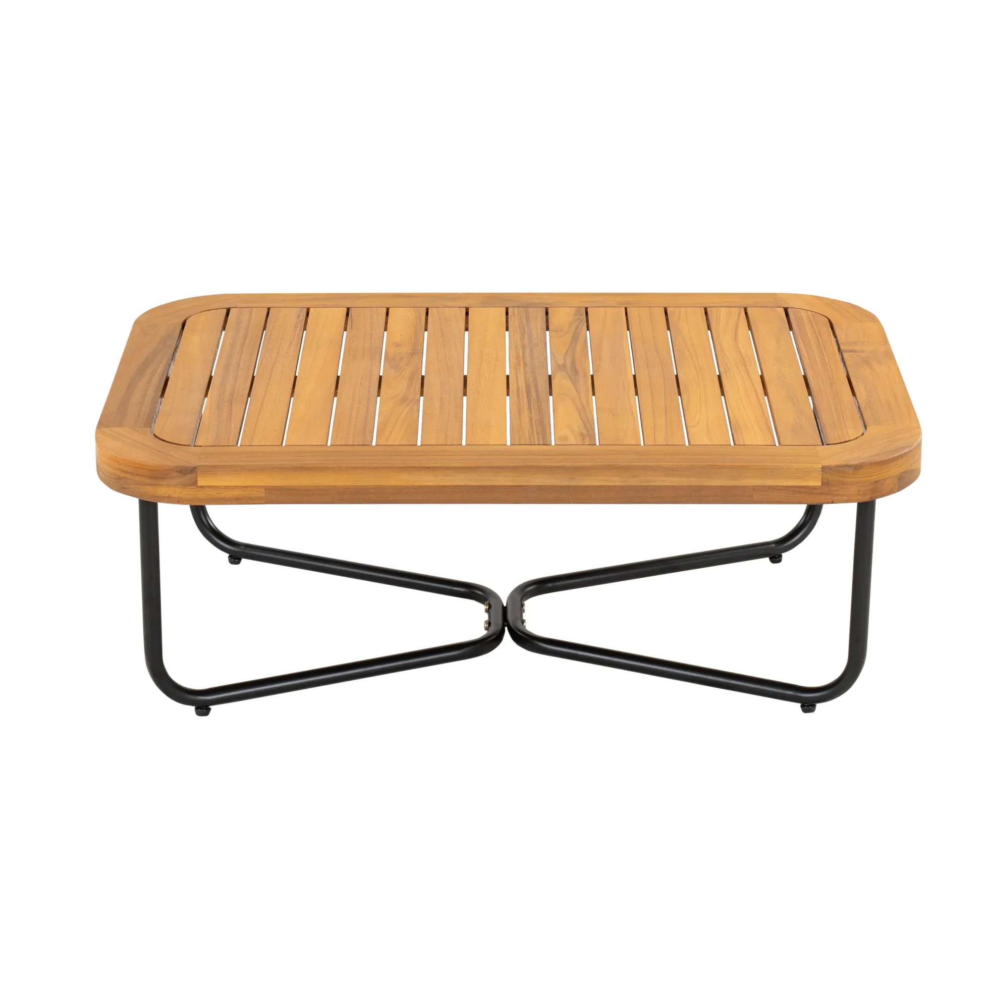 Lucca Outdoor 4 Piece Acacia Wood & Rope Woven Sofa Conversation Set