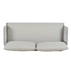Lucca Outdoor 4 Piece Acacia Wood & Rope Woven Sofa Conversation Set