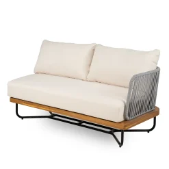 Lucca Outdoor Acacia Wood Rope Woven Sofa Sectional Modular Set