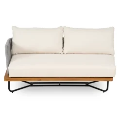 Lucca Outdoor Acacia Wood Rope Woven Sofa Sectional Modular Set