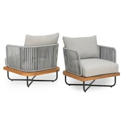 Lucca Outdoor Acacia Wood Chair Set Of 2