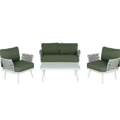 Mariano Outdoor Patio Steel 4-Pieces Loveseat Conversation Set