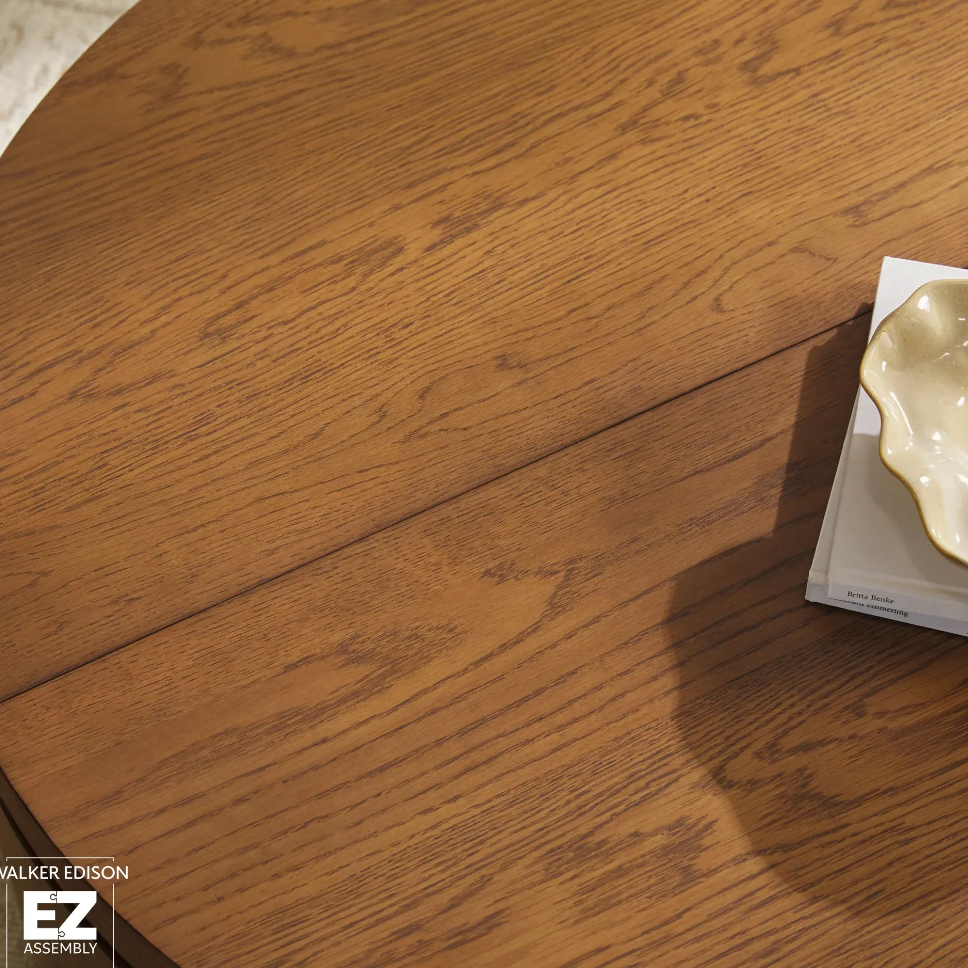 Maya 36" Modern Easy Assembly Round Oak Wood Veneer Coffee table with Storage