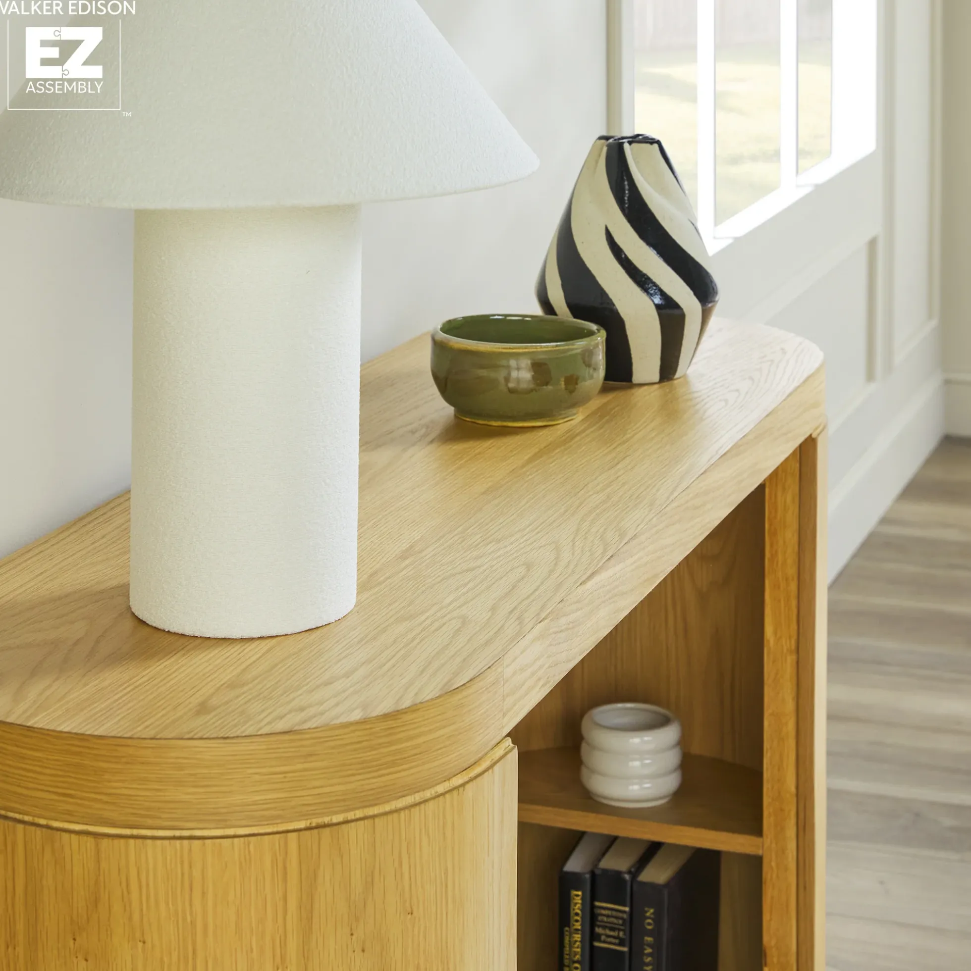 Maya 48" Modern Easy Assembly Oak Wood Veneer Console Entry Table with Storage