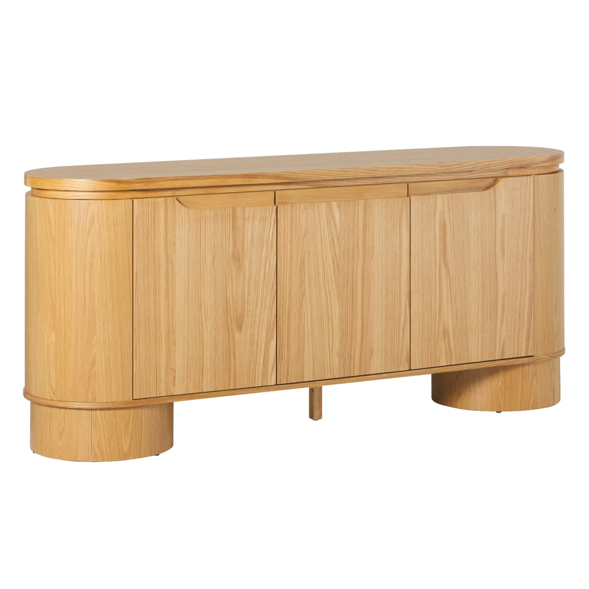 Maya Modern Curved Wood 70" TV Stand Sideboard