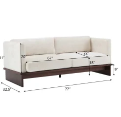 Mid Century Boucle Sofa with Solid Wood Base