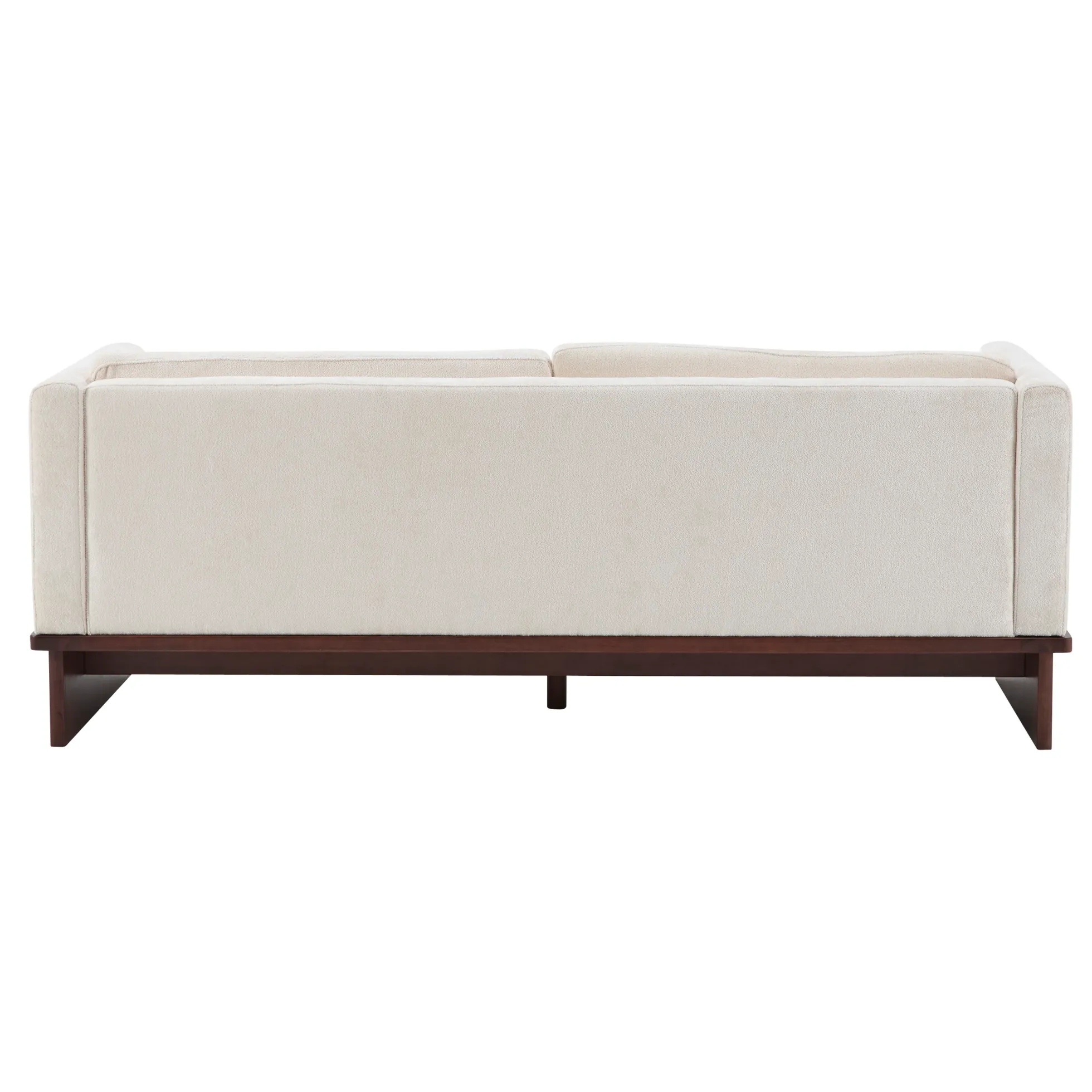 Mid Century Boucle Sofa with Solid Wood Base