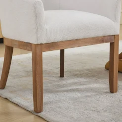 Mid Century Modern Upholstered Linen Barrel Dining Chairs