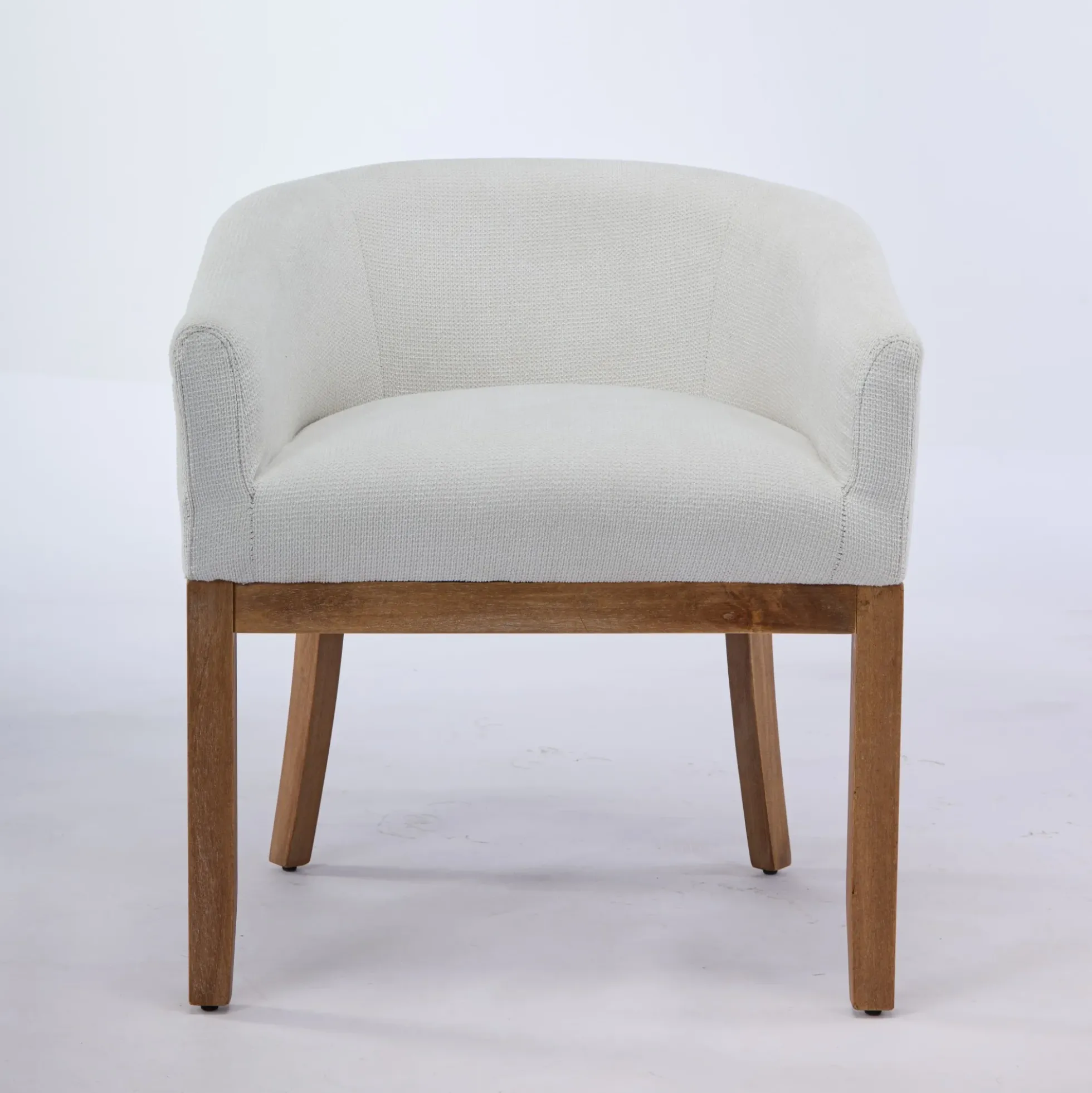 Mid Century Modern Upholstered Linen Barrel Dining Chairs