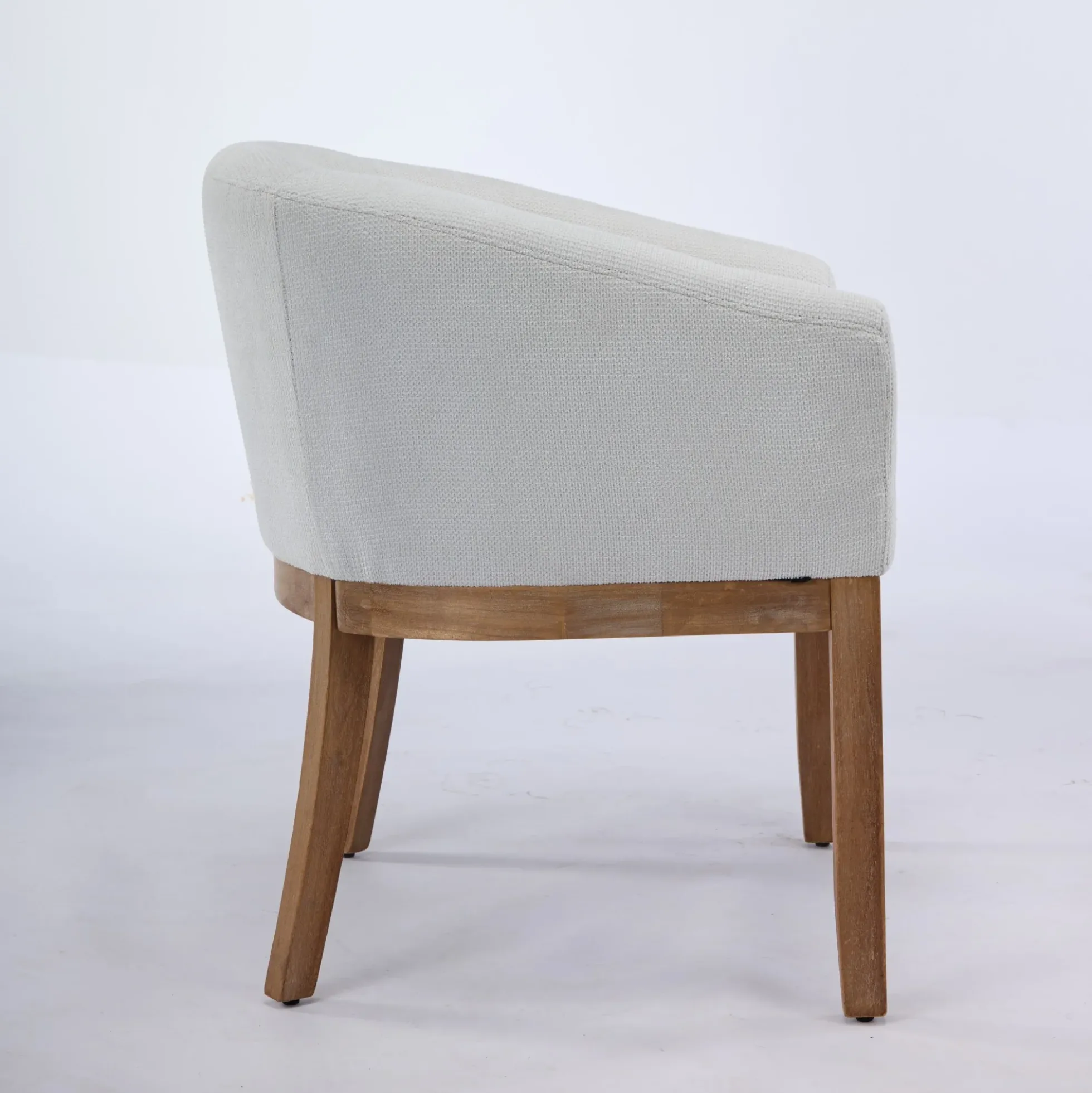 Mid Century Modern Upholstered Linen Barrel Dining Chairs