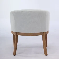 Mid Century Modern Upholstered Linen Barrel Dining Chairs