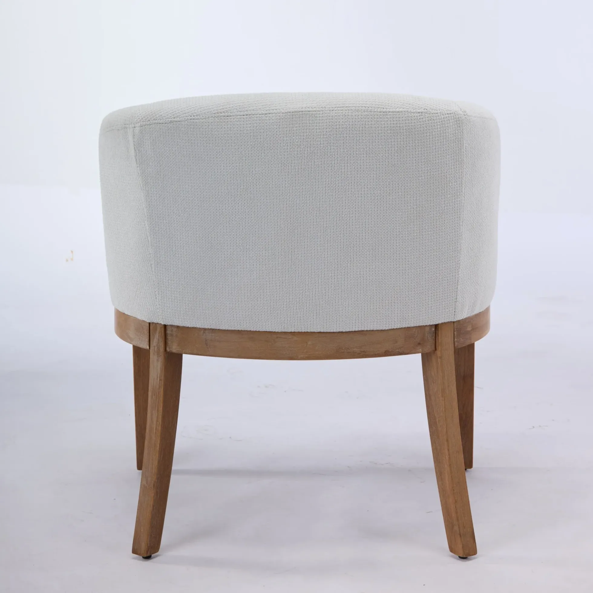 Mid Century Modern Upholstered Linen Barrel Dining Chairs