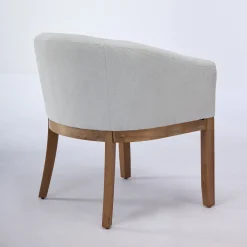 Mid Century Modern Upholstered Linen Barrel Dining Chairs